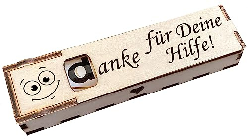 Girahlutions Duplo Holzbox Box mit Schokoriegel Geschenkbox mit Gravur Danke für Deine Hilfe! Geschenkidee