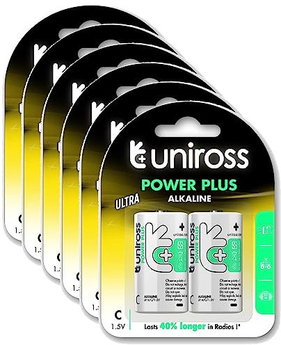 UNIROSS - Pack de 6 pilas alcalinas C-LR14 Power Plus 1,5 V