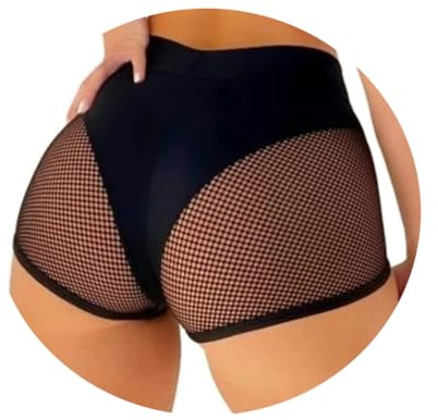 ORANDESIGNE Scrunch Butt Sportshorts Damen Push Up Booty Nahtlos Biker Yoga Fitness Gym Shorts Hohe Taille Pole Dance Rüschen Bikini Rave Cut Out Clubwear