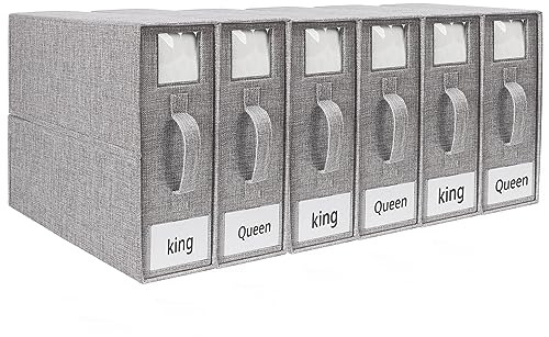 DESELL Aufbewahrungstasche, 6 Stück Faltbare Aufbewahrungsbox für Bettlaken Unterbettkommode Organizer mit Spanngurte Kleideraufbewahrung für Bettwäsche Decken Kleidung Unterbett Kleiderschrank