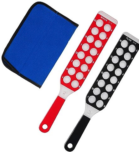 NGARY Juego De Lentes De Rejilla para Retinoscopia Óptica, Barras De Retinoscopia con Bolsillo De Nailon, Rojo para Miopía Y Negro para Hipermetropía, para El Examen Rápido De Dioptrías De Gafas