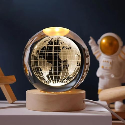 Coyoohouse 3D-Erdkugel Kristallkugel, lasergraviertes Planetenmodell, Astronomie-Kugel, Dekoration, 6,1 cm, Briefbeschwerer, Kristall-Universum, Geschenke für Kinder, Weltraummodell-Sammler
