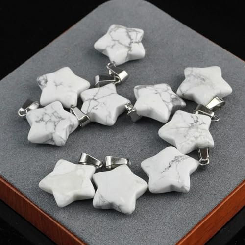1 Stück fünfzackige Sterne, natürliche Kristalle, 20 x 6 mm, Steine, dekorative Edelsteine, Halsketten für Anhänger, Quarz, Mädchen, Geschenk, Mineralien, S06, natürlic