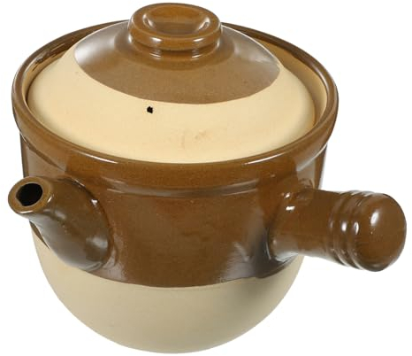 Ciieeo Olla De Barro Para Guisar Medicinal 2 Litros Pequeña Tradicional De Cerámica Resistente Alta Temperatura Para Cocina De Gas Ollas Tapa Para Estofado y Uso Doméstico
