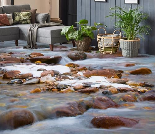 Benutzerdefinierte Selbstklebende Boden Wandtapete 3D Flussstein,150 * 105cm Bodenfliesen Aufkleber Wohnzimmer Studie Pvc Wasserdicht Tragen 3D Bodenbelag Tapete