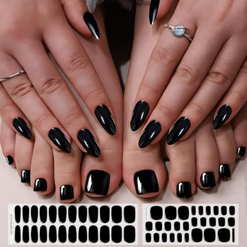 EBANKU 52P set di strisce per unghie in gel semi polimerizzate, strisce unghie in gel dita dei piedi, vero smalto unghie in gel, unghie salone acasa, richiede luce UV con lima