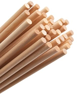 Mendi 50 Palitos de Madera redondos 6 mm x 35 cm