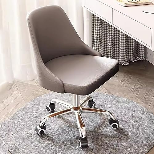 Bürostuhl mit Rädern, Arbeitsstuhl, höhenverstellbar, drehbar, Leder, Schreibtischstuhl, Computerstuhl, armlos, Büro, Gästestühle und Empfangsstühle (Farbe: Braun)