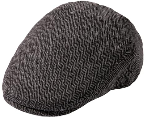 TOP-EX Men's Wool Blend Flat Cap Peaked Cap Tweed Newsboy Baker Boy Hats for Golf & Fishing Gatsby Duckbill Caps for Shooting Walking Hunting Herringbone_Grey L