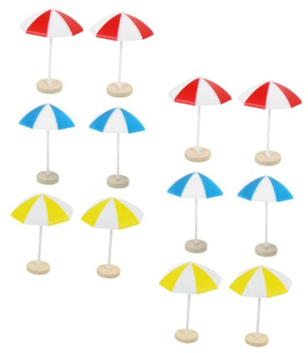 KONTONTY 8pcs Miniature Beach Umbrellas Landscape Sun Umbrella Props Doll House Furniture Beach Scene Decorations
