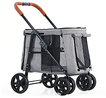 Windmilne Poussette pour Chien, Grande Poussette pour Chien, Chariot de Transport Pliable pour Animaux de Compagnie (Gris A)