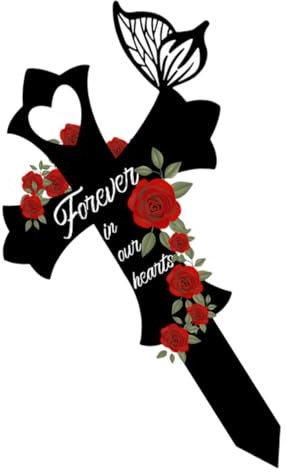 Happyyami Metal Kreuz Gartenstecker wasserdichte Grabdekoration Zur Erinnerung An Verstorbene Für Friedhöfe Und Gärten Metall Langlebig Und Einfach Zu Verwenden