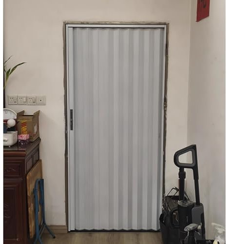 Porte coulissante, Porte Pliante accordéon Portes accordéon verrouillables avec clé, porte pliante coulissante à plusieurs volets - Cadre blanc et panneau blanc for porte intérieure, écran de portes d