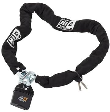 Hi-Q Bike Security Bremsscheiben-/Kettenschloss 120 cm Kettenlänge, Bremsscheibenschloss mit 10 mm Stahlkette, Schwarz
