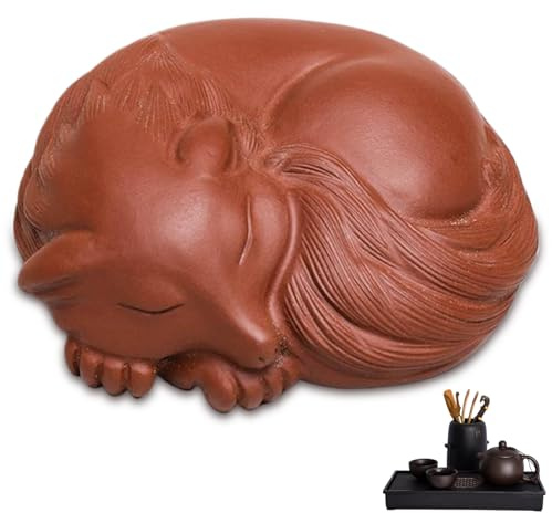 Xoeryoy Accesorio de Juego de té Chino, 3.3x3.1x1.3 Pulgadas de Arcilla Morada gongfu Set de té Mascota, Estatua de Dormido Decorativo Set de portátil Mascota de para Amantes del