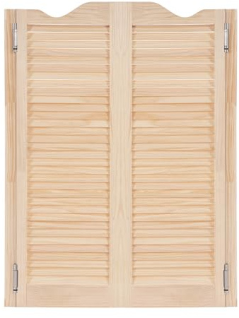 Puertas oscilantes para cafeterías, salones, puertas oscilantes de madera, puerta oscilante interior, puerta batiente para separadores de mostradores, terraza, entrada de jardín (color madera, 107 x