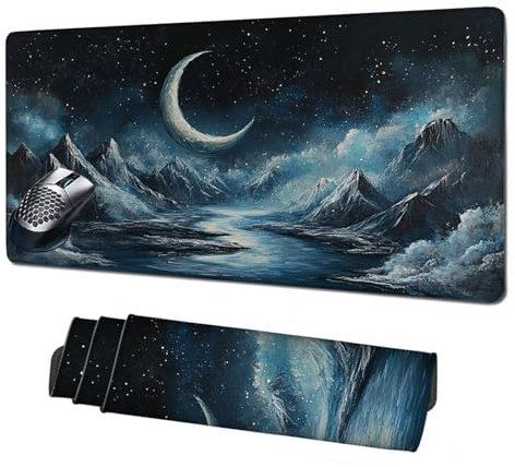 Alfombrilla Gaming,Alfombrilla Ratón Luna Mouse Pad,Paisaje Alfombrilla Escritorio Grande 1600x800mm,Protector Escritorio Alfombrilla Antideslizante,Mejora Precisión y Velocidad,Accesorios PC X1-1790