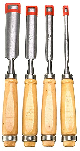 XDAWQP Juego de 4 Cuchillos para xilografía, Herramientas de Bricolaje de 6 mm, 12 mm, 18 mm y 24 mm, para Grabar a Mano, cincel de Madera, buril para carpintería, como se