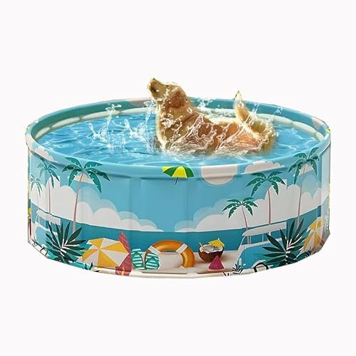 Dsejynxx dogs paddling pool Foldable Dog Pool,Durable Hard Plastic Dog Swimming Pool for Large Dogs, Collapsible Pet Pool for Backyard Indoor, Ideal Kiddie Pool for Dogs and Kids(Color:90cm,Size:)