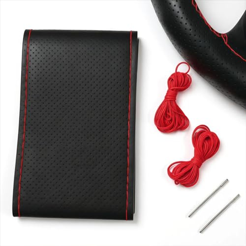 Housse de Volant de Voiture(Noir), Couvre-Volant à Coudre, Housse de Volant de Voiture Universelle,Respirant, Confortable et Durable, Adapté aux Volants de 37-38 cm, Idéal pour Protection et Style