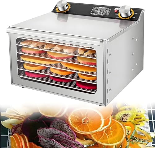 WDDEYYDS Desidratadoras De Alimentos, Deshidratador De Frutas, Liofilizador De 400W,Comercial, 6/8 Capas,Tiempo De 0-12 H,Temperatura De 30℃ a 90℃,para Frutas,Verduras,Carne Y Mariscos,6layer