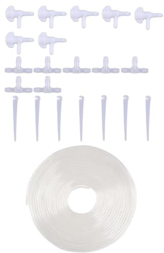 Derwrtup Lot de 7 goutteurs d'irrigation goutte à goutte automatiques | Système goutte à goutte avec tuyau de 7 m pour plate-bande surélevée, serre, en pot, parterre de fleurs, pelouse