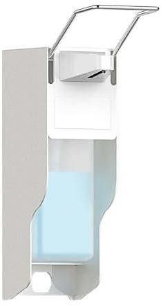 OVAS HOO eurodispenser 500 ml desinfektionsmedel pump vägg aluminium tvåldispenser väggmontering med armbågstryck för desinfektionsmedel och handtvålar, vit tvåldispenser