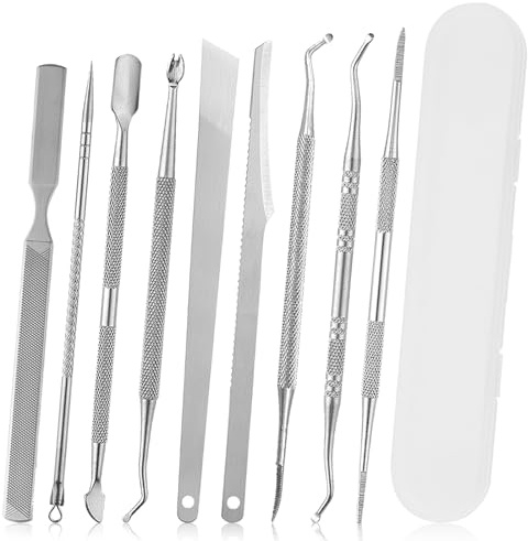 Yuaerbuo 9 Pièces Kit Pedicure pour Pied, Pedicure Professionnel pour Pied, Outils de Kit Durillon et Manucure en Acier Inoxydable avec étui