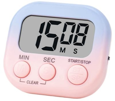 Magnetic Digital Kitchen Timer with Loud Alarm, Colorful LCD Display, Splash-Resistant Stopwatch Clock for Cooking Bathroom Shower Gym Home, Purple Gradient