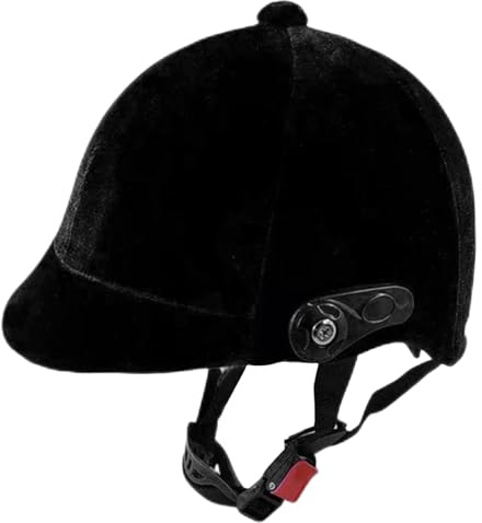 Horse Riding Helmet Velvet Equestrian Helmet Horse Riding Hat - Adjustable Fit For Adults & Teens | Black
