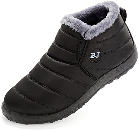 VYKF Womens Snow Boots Winter Warm Booties Fur Lined Anti-Slip Ankle Boots Outdoor Slip On Waterproof Booties Comfortable Warm Shoes Black Size 8