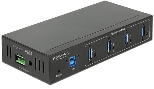 Delock Hub Industrial Externo 4 Puertos USB 3.0 Tipo A con protección ESD de 15 kV.