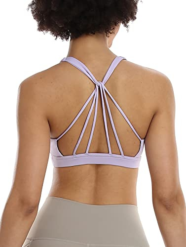 icyzone Reggiseno Sportivo Donna Imbottito Senza Ferretto Disegno della Linea Top Sportivo Donna Fitness Yoga Jogging Gym