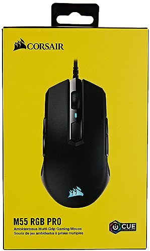 Corsair M55 RGB PRO CH-9308011-NA - Mouse da gioco con impugnatura multipla con design ambidestro, colore: nero