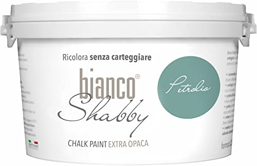 bianco Shabby® Petrolio (Petrolblau) - (2,5 Liter) Chalk Paint Kreidefarbe auf Wasserbasis für alle Oberflächen – geruchsneutral, einfach zu verarbeiten, extra matt