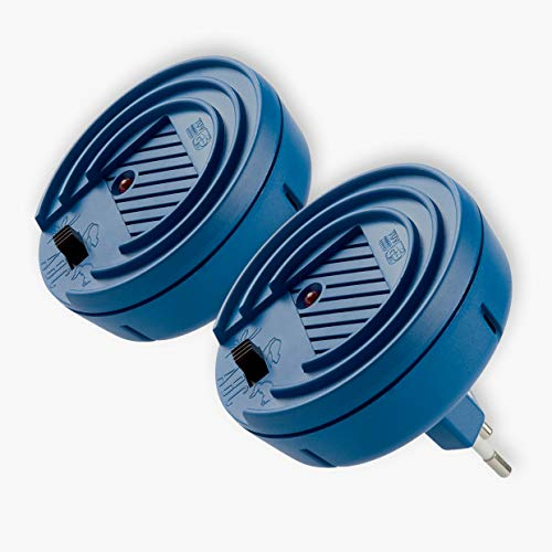 ISOTRONIC Ahuyentador de Ratas, Ratones, martas, Mosquitos, Moscas, pulgas y cucarachas | Repelente de plagas ultrasónico y con luz LED | Controla y Elimina plagas sin venenos ni trampas | Set de 2