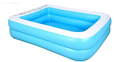 HGYJ Pataugeoire rectangulaire (Trois Tailles), Piscine Gonflable familiale épaissie Bleue, Jardin d'été en Plein air en Bord de mer intérieur, Enfants/Tout-Petits/Adultes,Blue,110 * 88 * 33cm