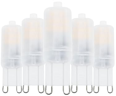 Greeogin 5-Pack G9 LED Light Bulb 2W, 20-25W Halogen Equivalent, 2700K Warm White High Brightness 200LM, AC120V, Bi-pin G9 Base T4 Light Bulbs for Chandeliers Home Lighting,Non-dimmable