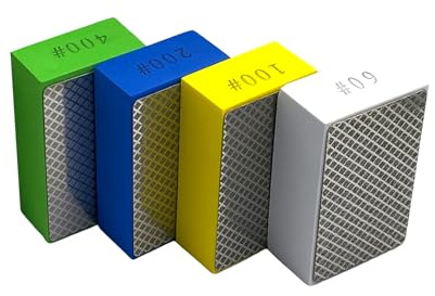 Yuejizhe Lot de 4 blocs de ponçage diamantés, grain 60#/100#/200#/400# pour poncer le marbre, le carrelage, la pierre, la céramique, le verre