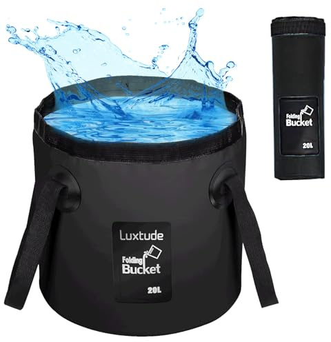 Faltbarer Eimer, 20L Zusammenklappbarer Eimer, Ultraleichter Outdoor Waschbecken Angeleimer, Waschbecken Zusammenklappbarer, Aus Langlebigem Planen Gewebe, Camping Eimer fürReisen im Wandern, Schwarz