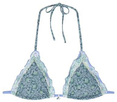 Women'secret Gathered Boho Flower Top Bikini, Blu, 90B Donna