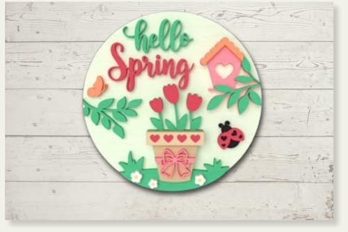 DIY Türschild Türhänger aus Holz, Hello Spring, Bastel Set, Selbst gestalten, anmalen, Valentin Geschenk, Holz Deko, Holzpuzzle