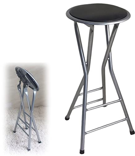 Sgabello pieghevole portatile da 61/28 pollici, sgabello da bar rotondo imbottito in metallo, sedia per adulti, uso interno/esterno, perfetto per cucina, casa, pub e bar