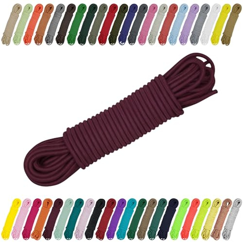 CARTONARE Cordoncino in gomma da 2 mm, 3 mm, per cucito, fai da te e attività all'aperto, elastico (525) rosso bordeaux, 3 mm x 5 m
