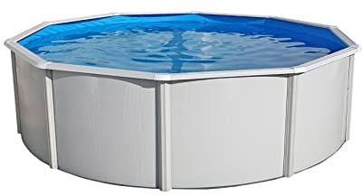 Steinbach Stahlwandpool Set Highline – 012614 – Ø 550 x 132 cm – Robuster Pool in Weiß für bis zu 28.500 l Wasserinhalt – Mit winterfester blauer Innenfolie und zahlreichem Zubehör