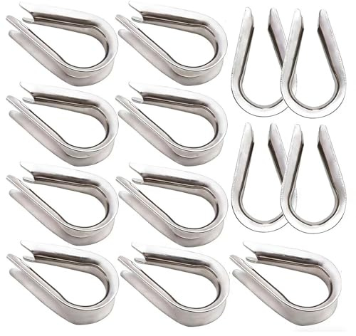 Luckkyme 15Pack M8 Stainless Steel Thimble for 5/16 inch Wire Rope Cable Thimbles Rigging