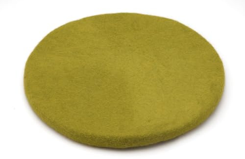 feelz Sitzkissen rund Filz Verschiedene grüntöne 100% Wolle 35 cm Höhe 2-3 cm Handarbeit (Kiwi)