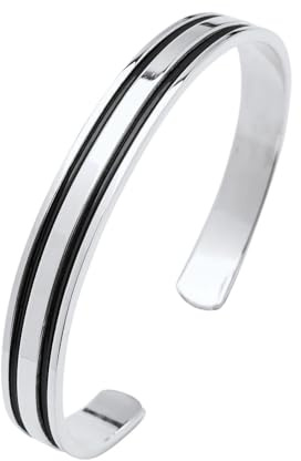 Treasure Bay Herren-Armreif aus Silber, massives 925er-Sterlingsilber, Manschettenstab-Armreif für Männer, Einheitsgröße, Sterling-Silber