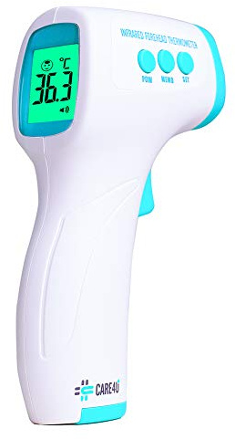 IR Infrared Digital Non-Contact Thermometer Gun with Three Color LCD Screen for Adult and Baby Forehead, Ear and Body Temperature with Fever Alarm and Memory Function