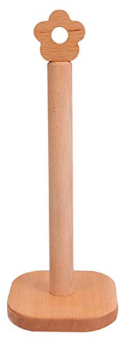 HEMOTON Porta Rotolo Di Carta Verticale in Legno Massello Supporto Portarotolo Da Cucina E Bagno Organizer Stile Alto Design Salvaspazio 5.12X5.12X13.58In